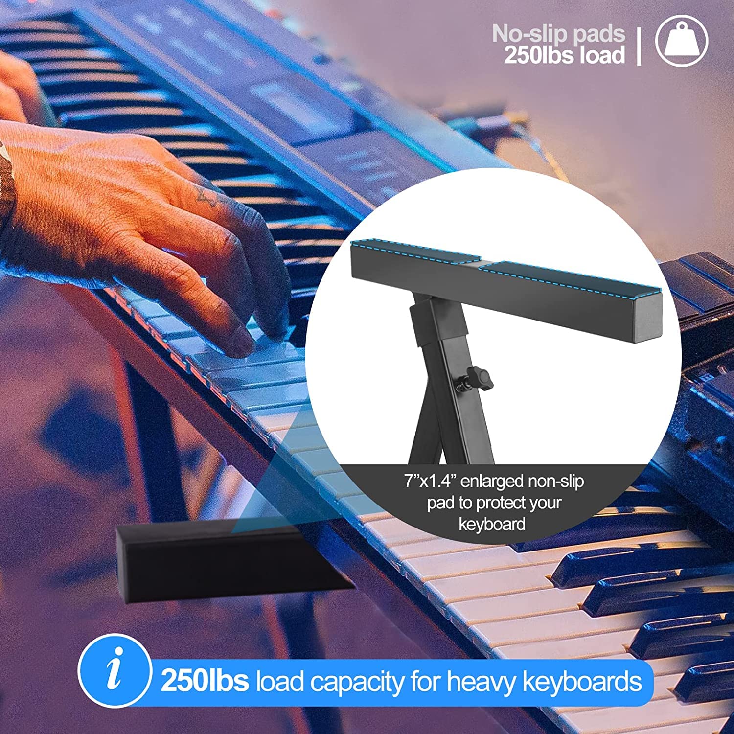 Duramex Heavy Duty Z-Style Keyboard Stand with 23.6-35.4"/60-90cm Adjustable Height and