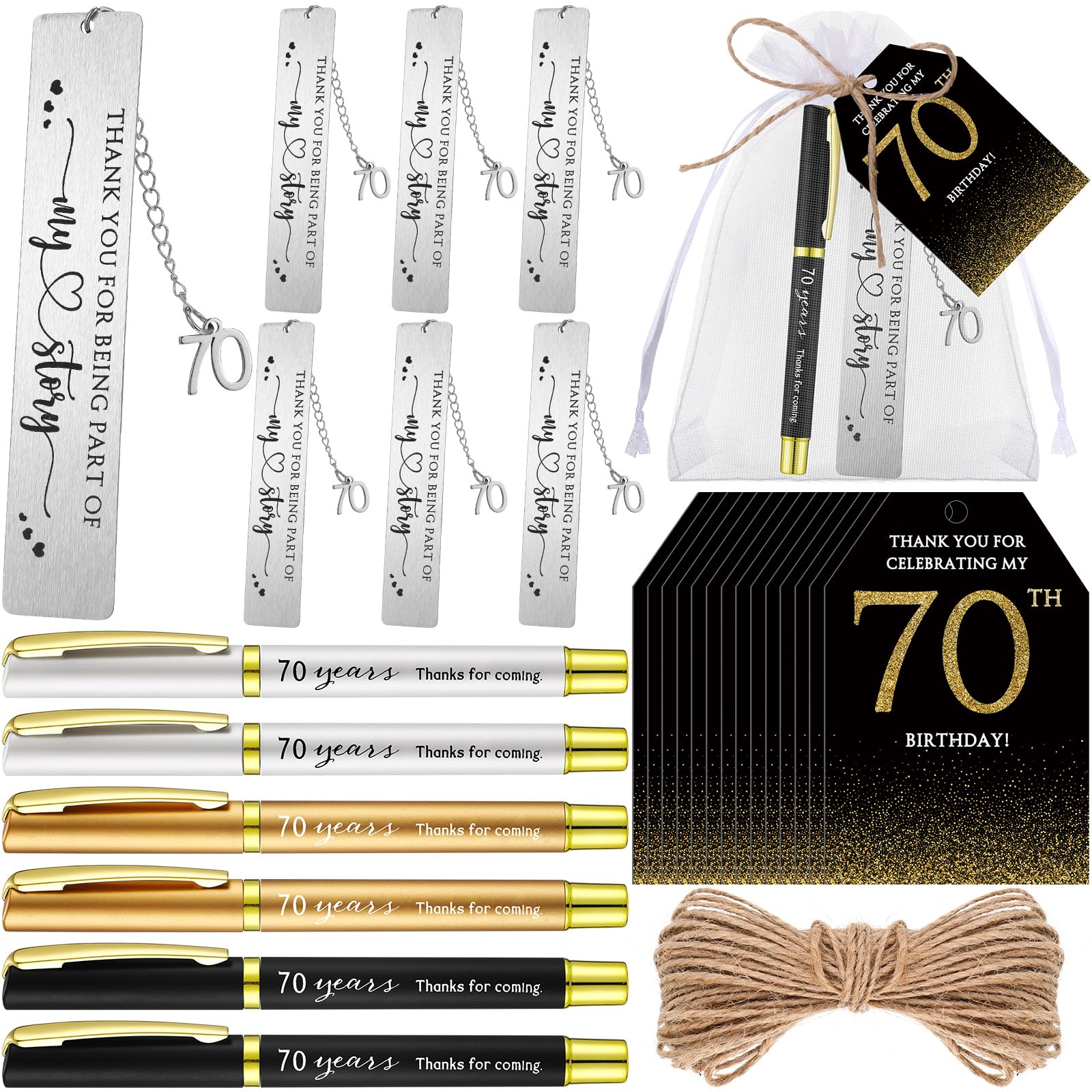 Sinload 25 Sets Birthday Favors for Guests 25 Thanks for Coming Ballpoint Pens 25 Metal Bookmarks