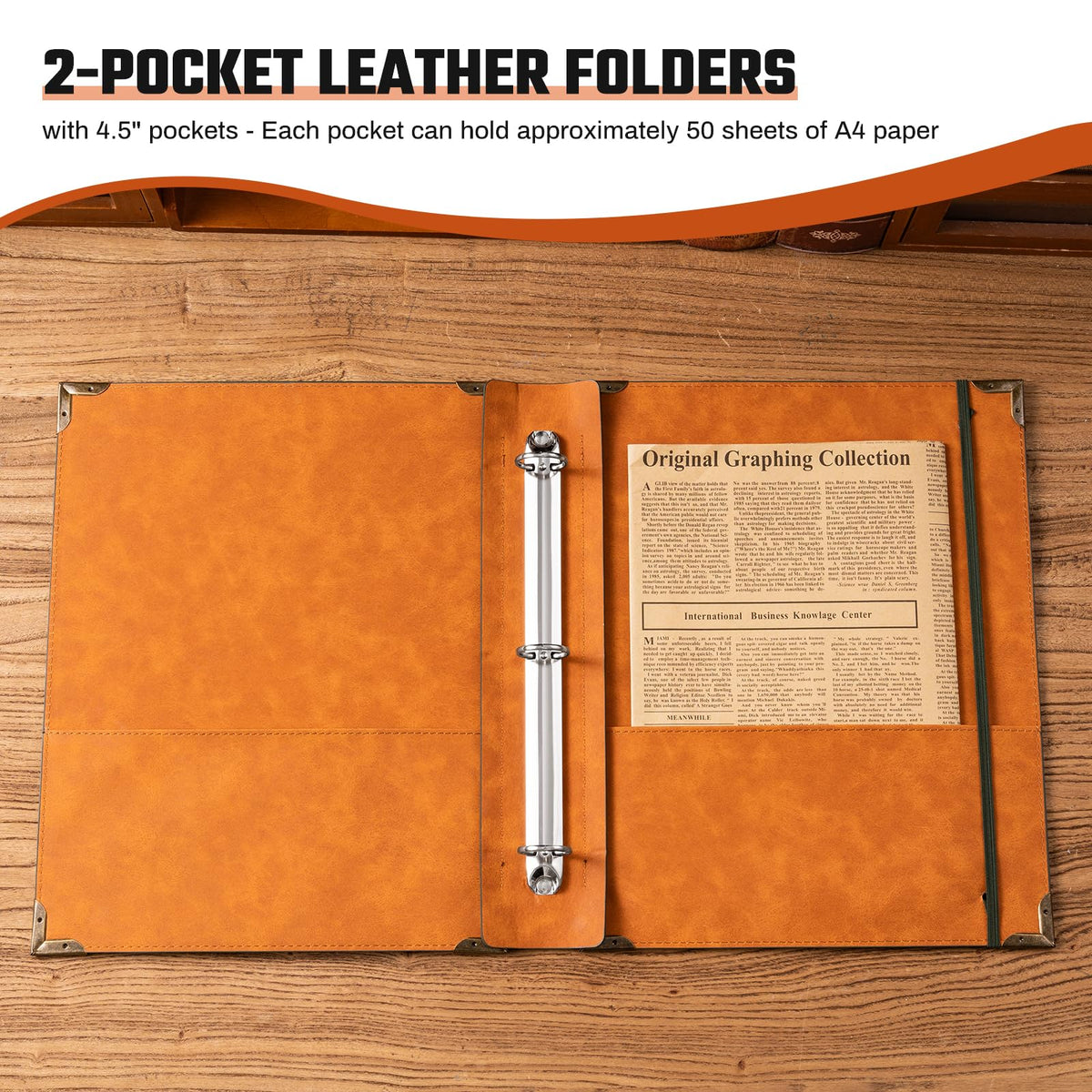 Ovesmusl PU Leather 3 Ring Binder 1 Inch Round Ring Binder Holds 200 Sheets
