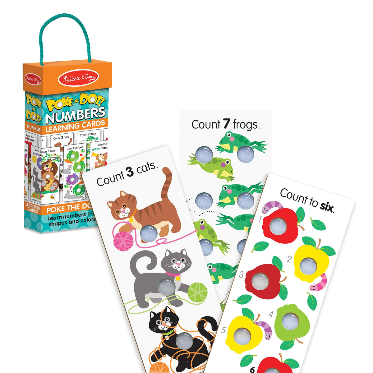 Melissa & Doug Poke-a-Dot! Numbers, Shapes & Colors Jumbo Learning Cards, 13 Double Sided