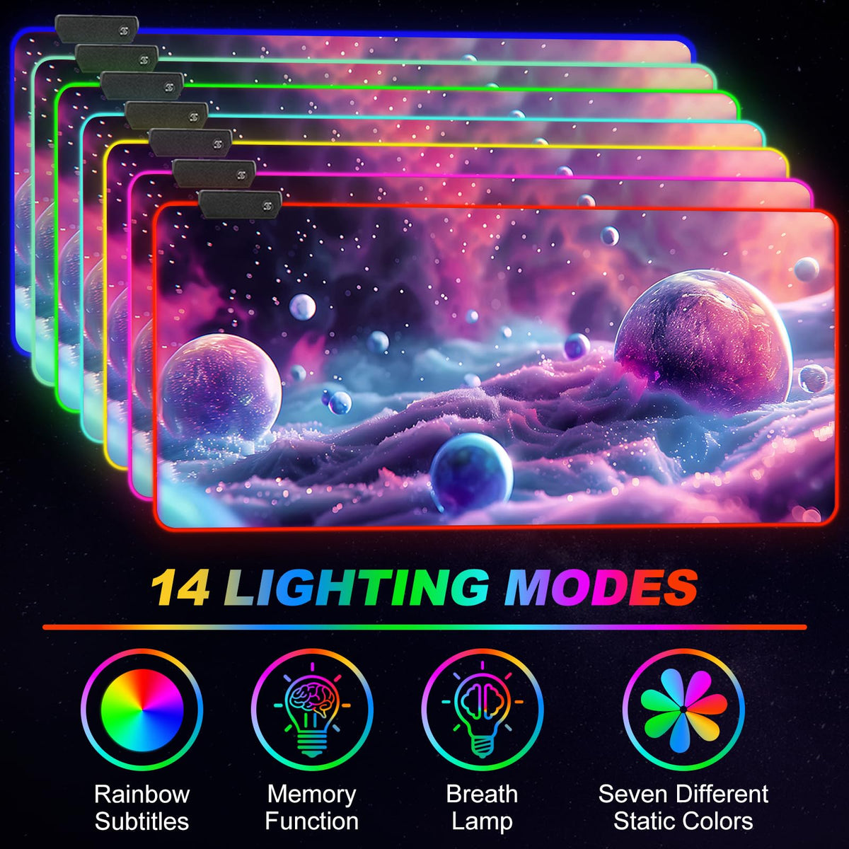 ARTSO Large RGB Gaming Mouse Pad, Led Big Mouse mat with 14 Light Modes, Extended Soft Computer
