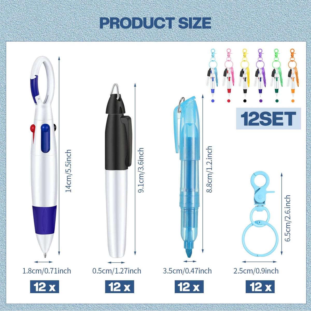 Fainne 12 Sets Nurse Pens with Mini Highlighter for Badge Reel