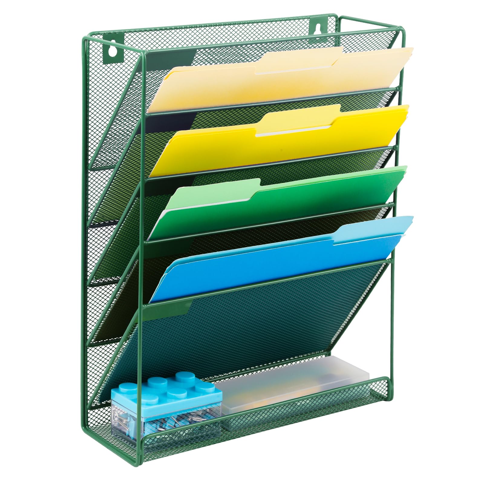 EASEPRES Desk File Organizer Mesh 6-Tier, Hanging Wall Mount Document Organization Stand, Desktop