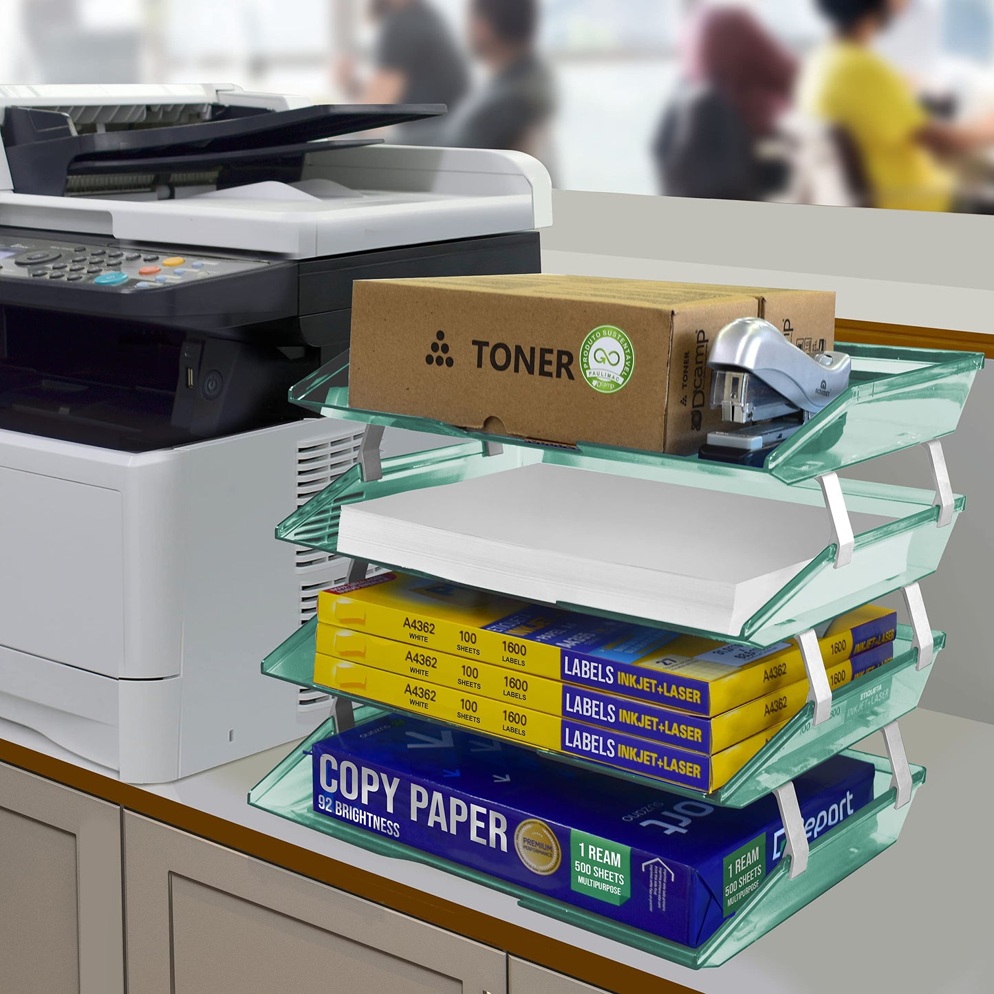 Acrimet 4 Tier Paper Letter Tray Side Load Letter Size, Office Desk File Document Organizer Plastic