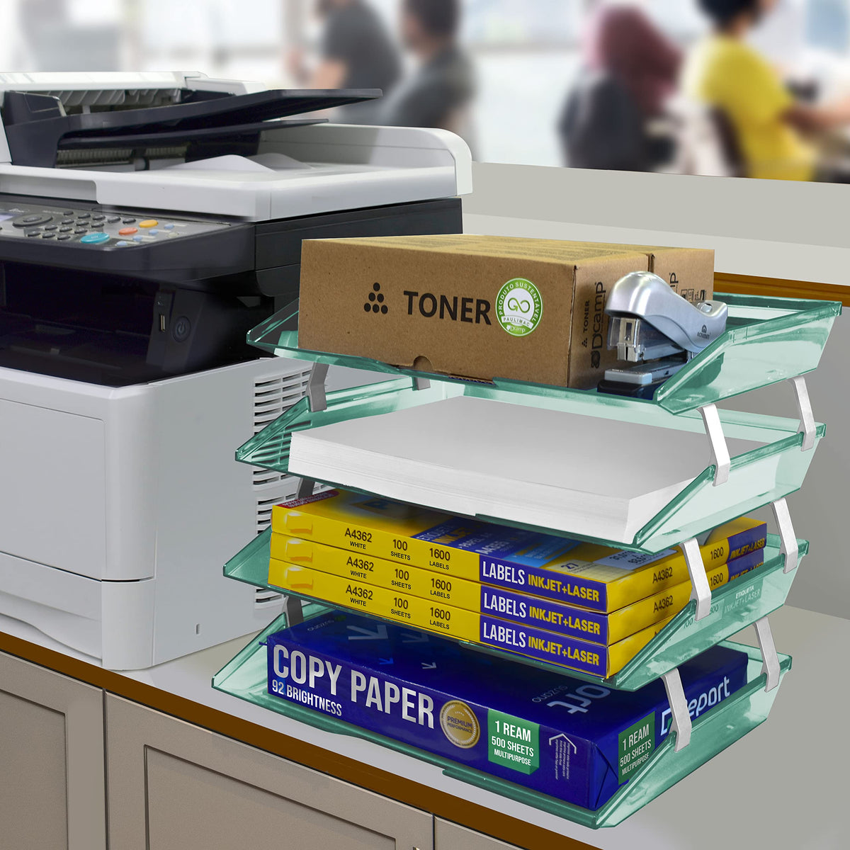 Acrimet 4 Tier Paper Letter Tray Side Load Letter Size, Office Desk File Document Organizer Plastic