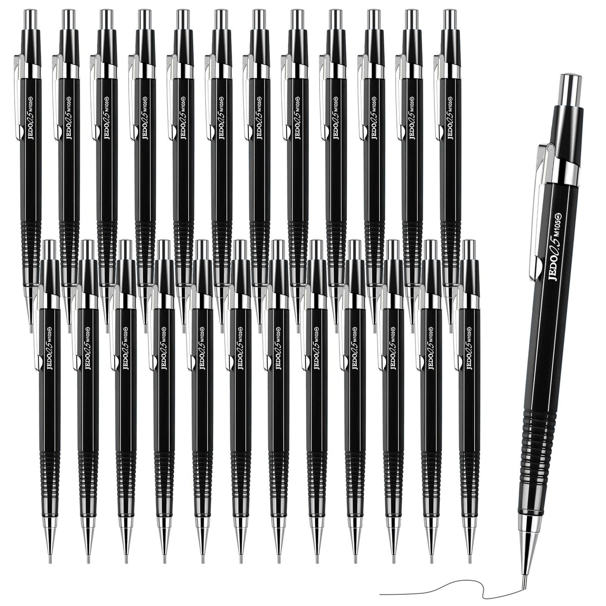 Gueevin 24 Set Black Mechanical Pencil 0.5mm with Drafting Pencil Refill