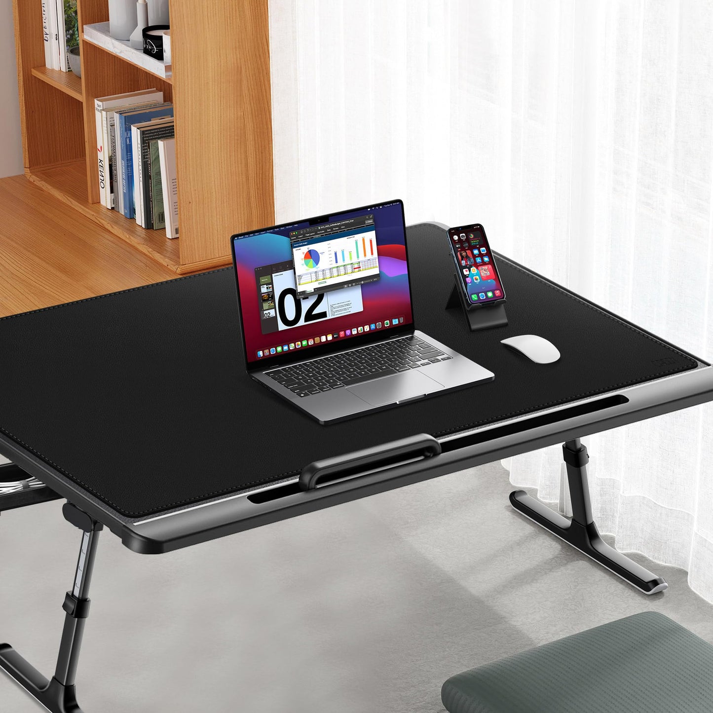 Cacoy 40"x24" Leather Desk Pad Blotter, Non-Slip Waterproof Desk Mat, Black