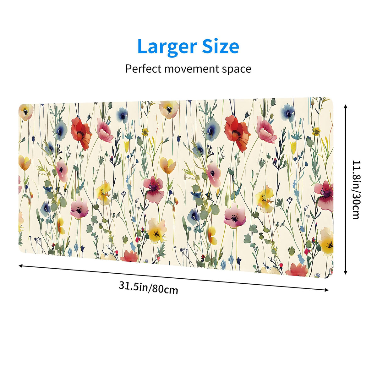 Wild Flowers Large Mouse Pad,Gaming Keyboard Desk Pad,Extended Mouse Mat Non-Slip Rubber Base with