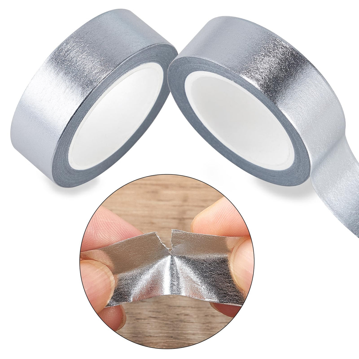 QDiShi 2 Rolls Silver Washi Tape for Wall Decor Decorative,Foil Masking Tape Low Tack Self Adhesive
