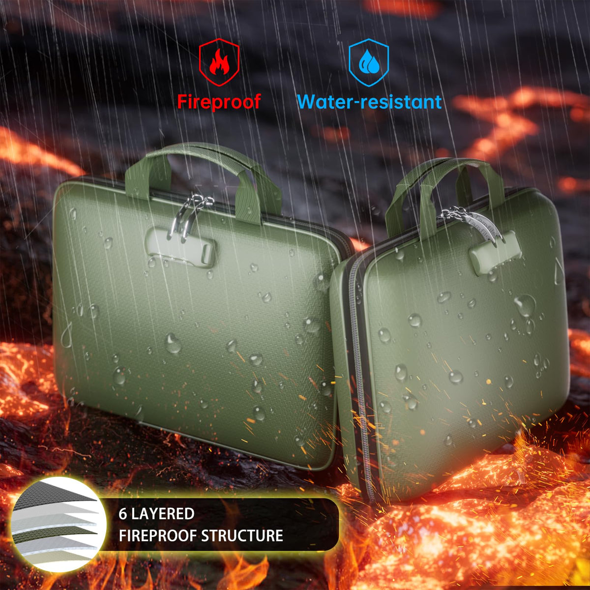 Tamfile Fireproof File Organizer with Lock,Hard Case Fireproof Document Box