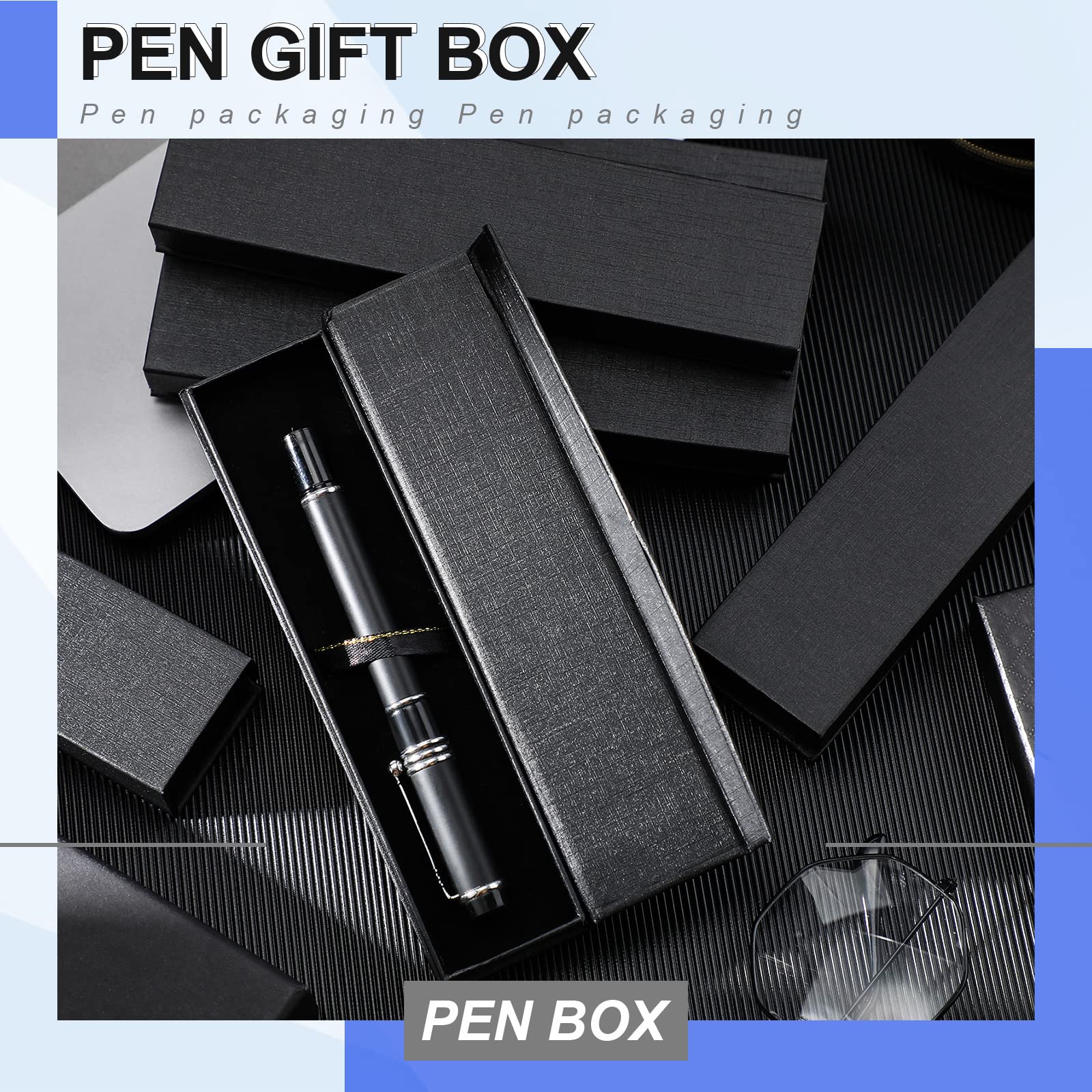 Gersoniel 18 Pcs Pen Gift Box Empty Black Cardboard Pen Case with Cushion