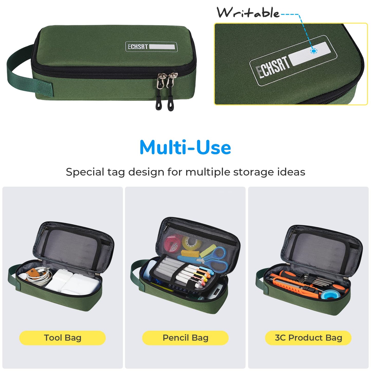 ECHSRT Pencil Case for Men Women, Large Pen Bag for Adults, Portable Pencil Pouch Aesthetic with