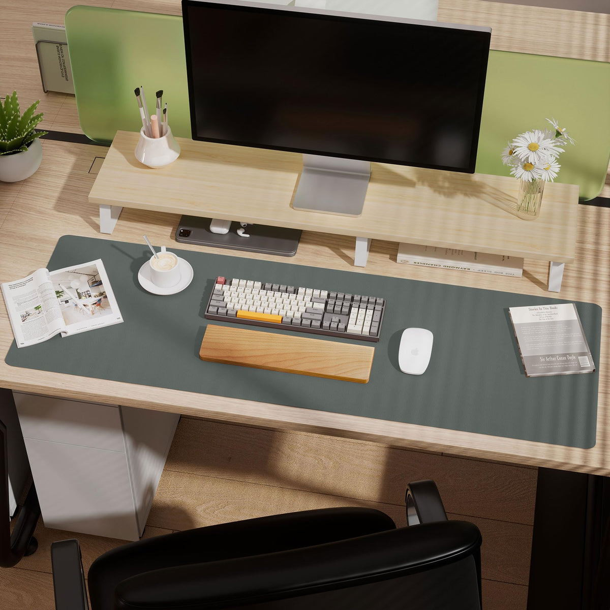Aothia Leather Desk Pad Protector, Office Desk Mat, Large Mouse Pad, Laptop Desk Pad, Non-Slip PU