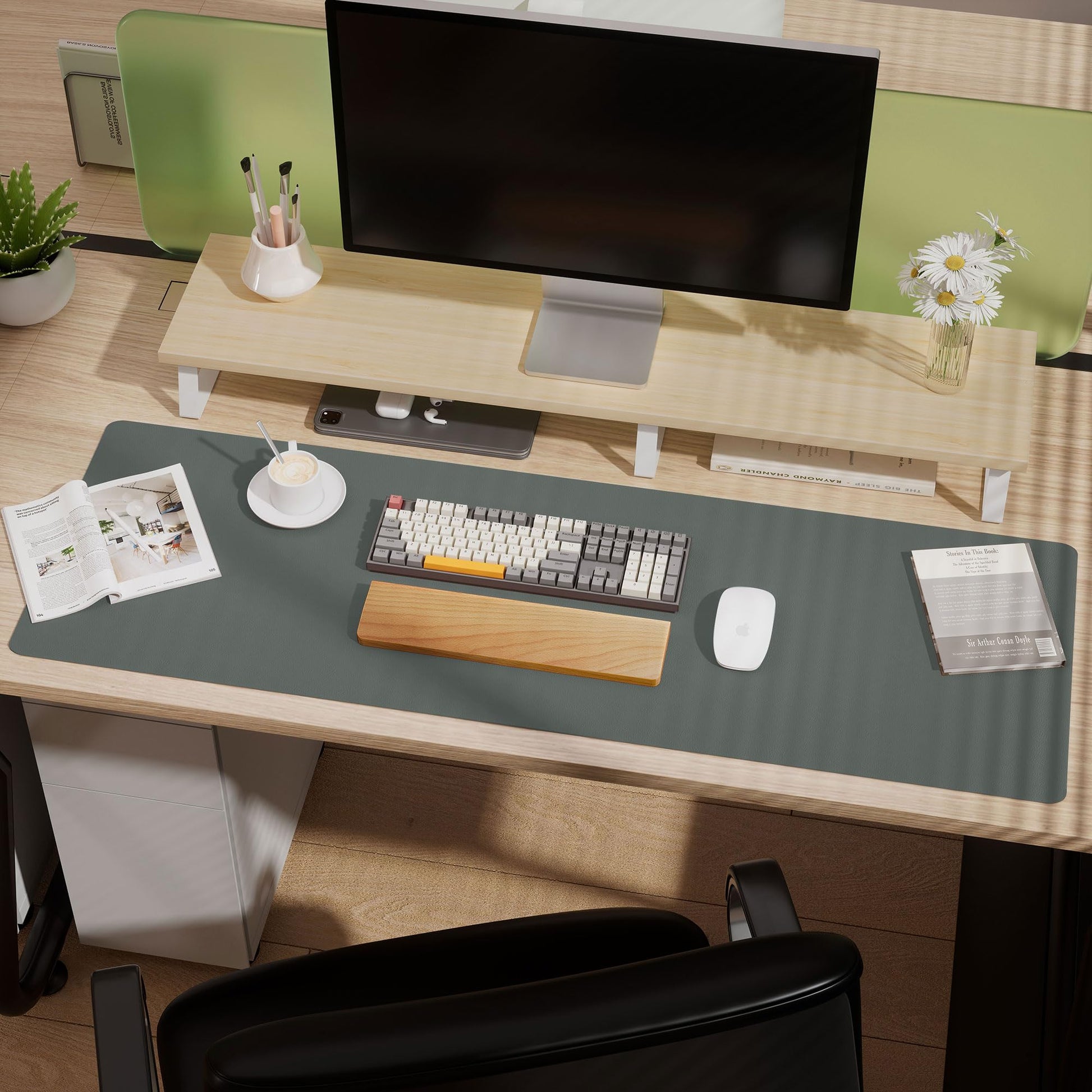 Aothia Leather Desk Pad Protector, Office Desk Mat, Large Mouse Pad, Laptop Desk Pad, Non-Slip PU