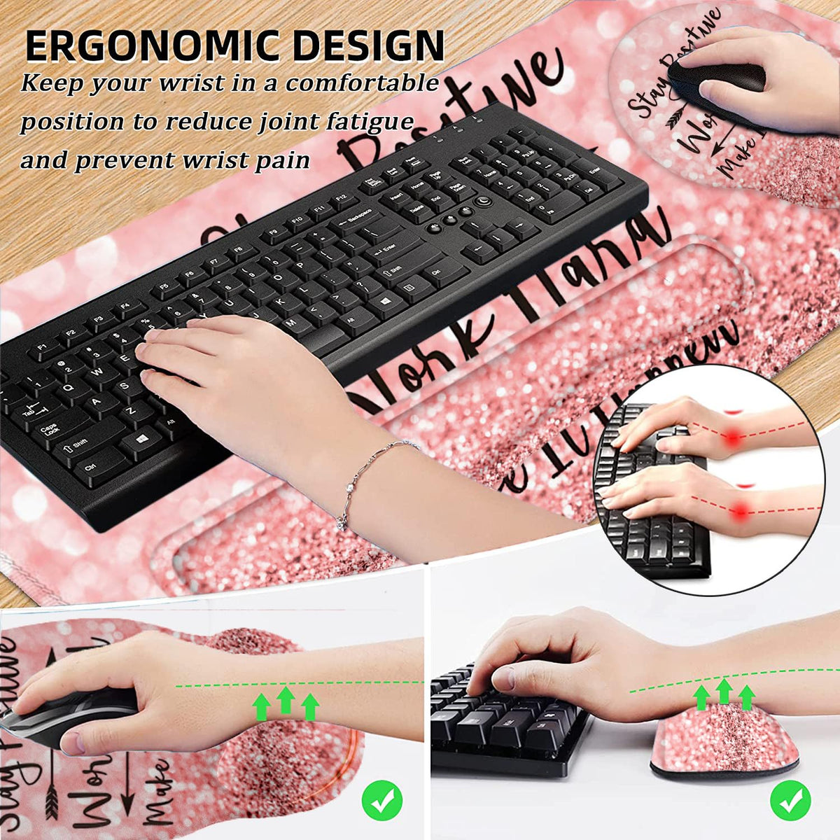 Large Desk Mat, Mouse Pad with Wrist Support, Keyboard Wrist Rest Set