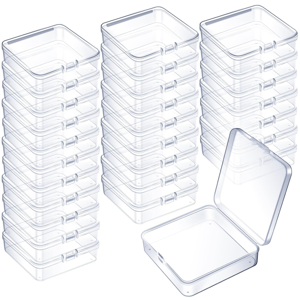 Jetec 30 Pieces Small Clear Plastic Storage Box, 3.7 x 3.7 x 1.2 Inch