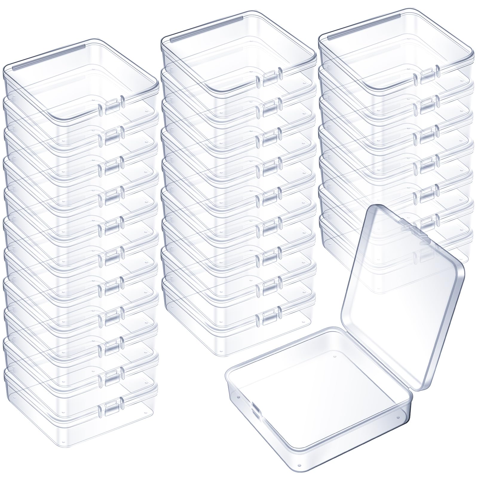 Jetec 30 Pieces Small Clear Plastic Storage Box, 3.7 x 3.7 x 1.2 Inch
