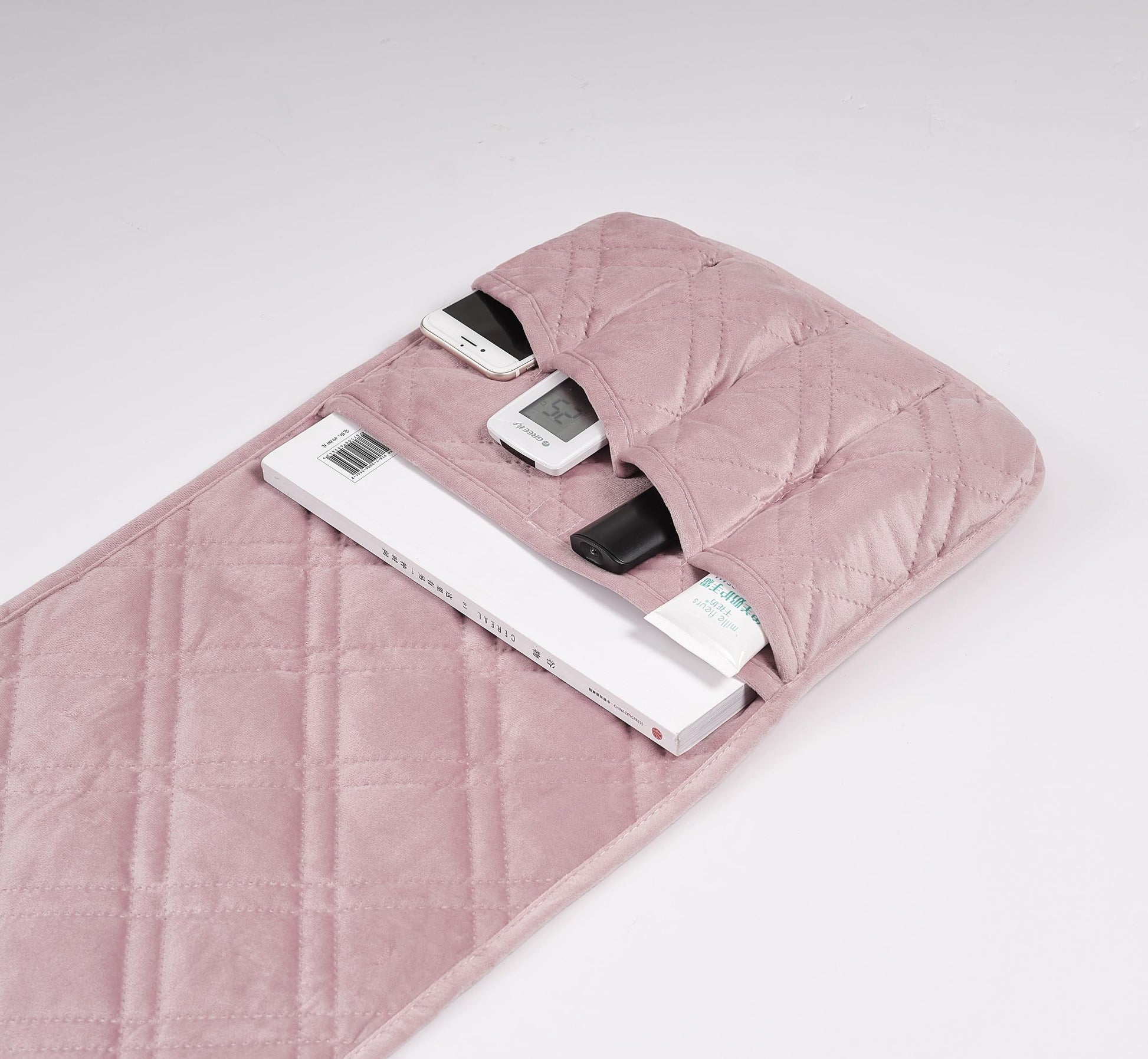 Brilliant Sunshine Silver Pink Velvet Velvet Couch Armrest Cover, 35"×13"