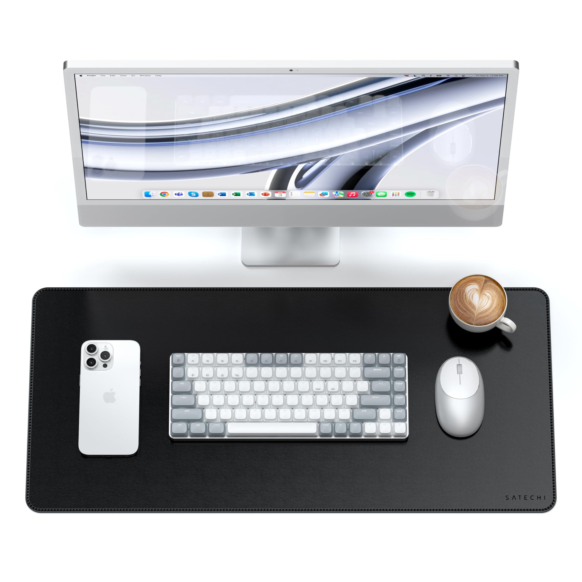 Satechi Vegan-Leather Desk Mat, Scratch and Water Resistant, Black