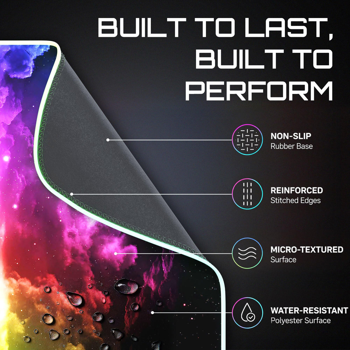 Gerlos RGB Gaming Mouse Pad, Large LED Desk Mat for Gamer, 31.5" x 11.8"
