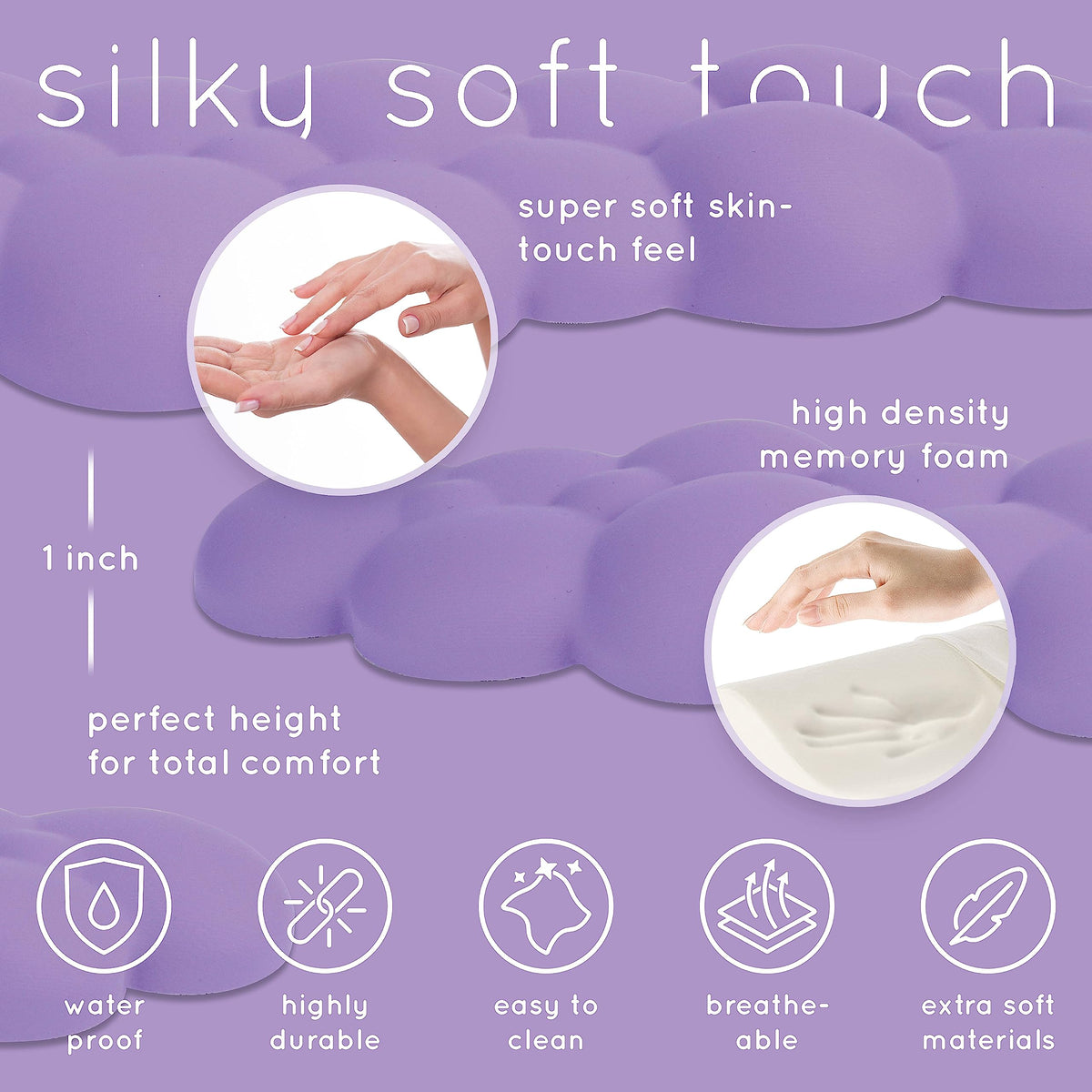 Purple Cloud Keyboard Wrist Rest – Create-ables Qloud Purple Wrist Rest for Computer Keyboard and