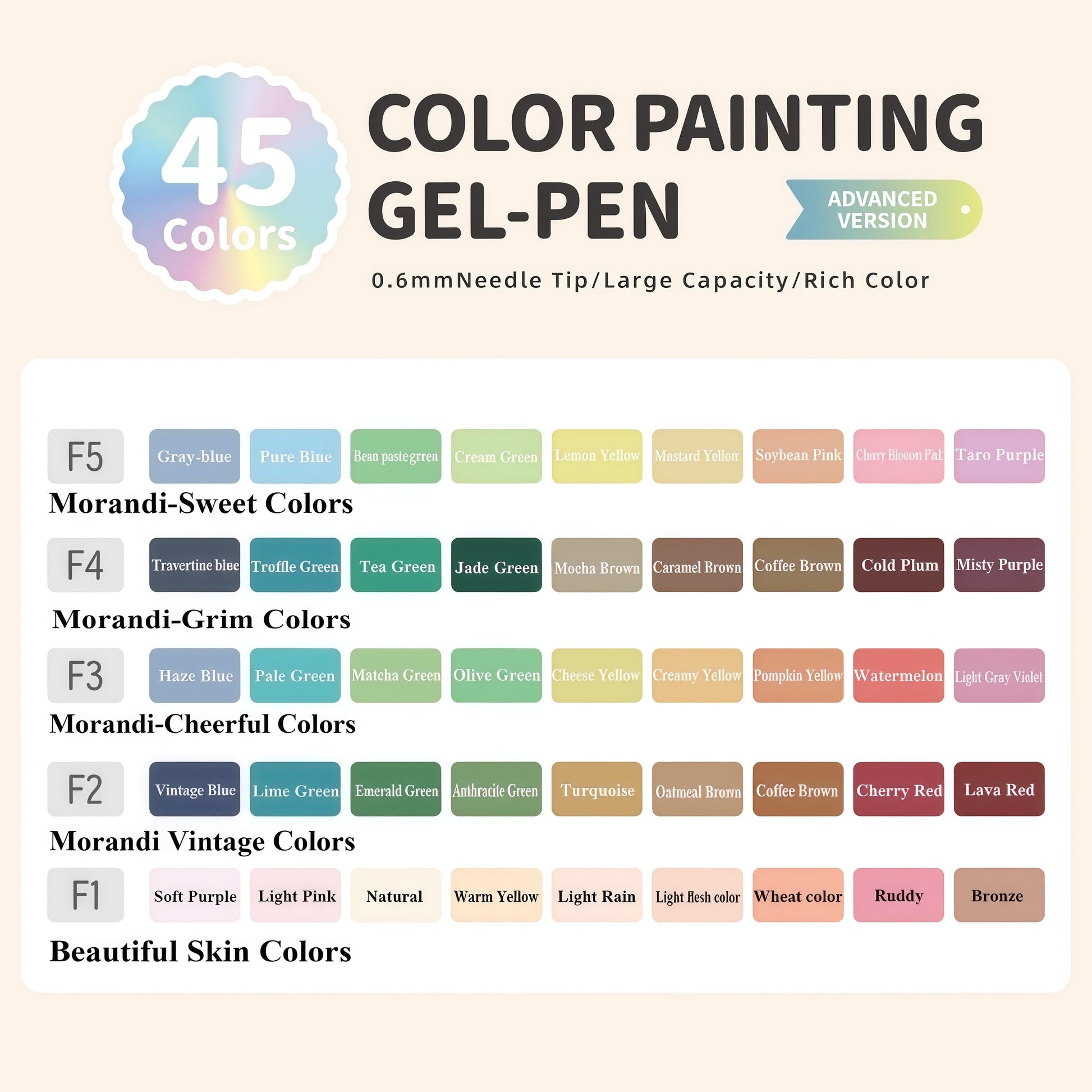 HysmmxHer 45 Colored Gel Pens Set, 0.6mm Fine Point for Black Paper & White Paper, Pens for