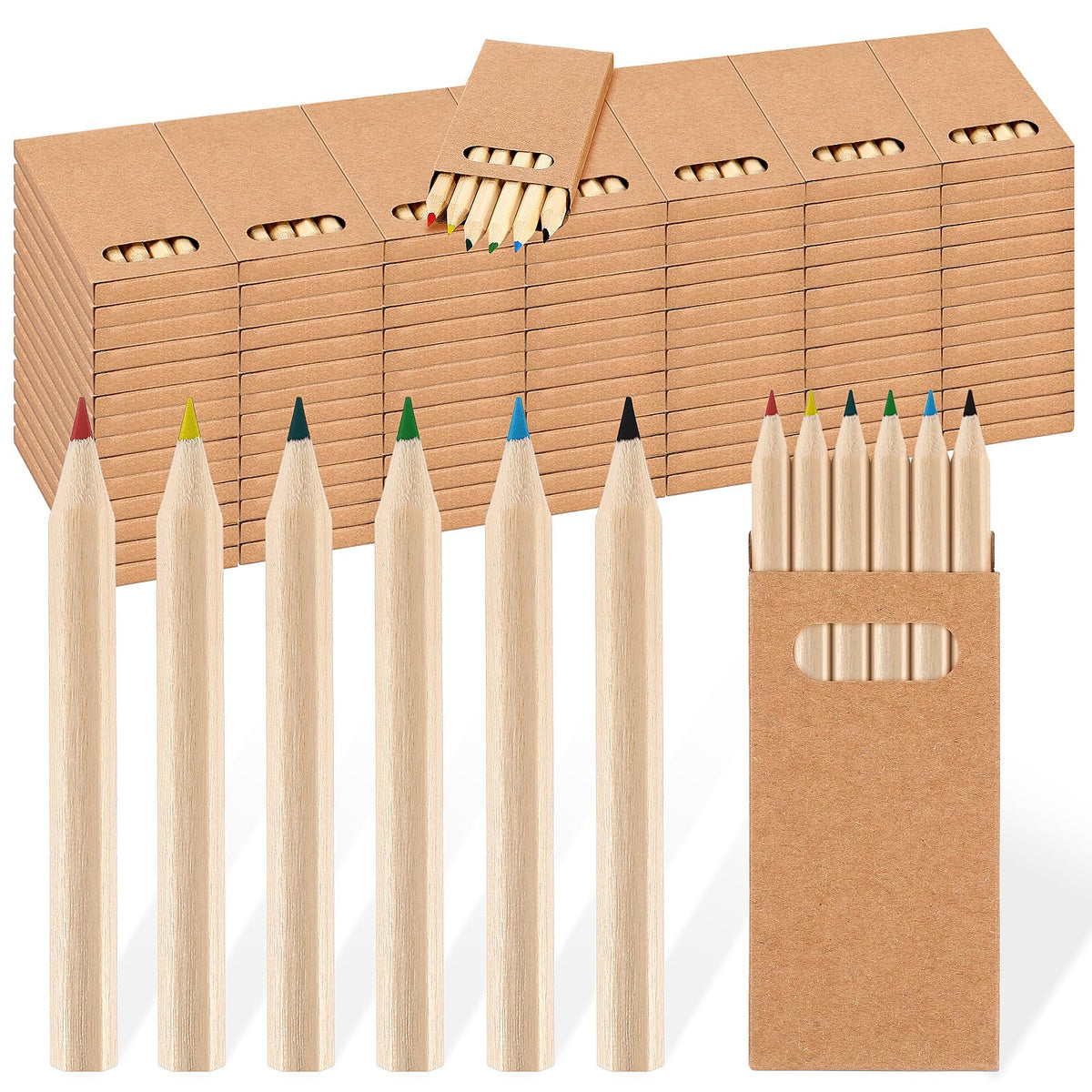Faccito 100 Packs Mini Colored Pencils Bulk for Kids, 6 Colors