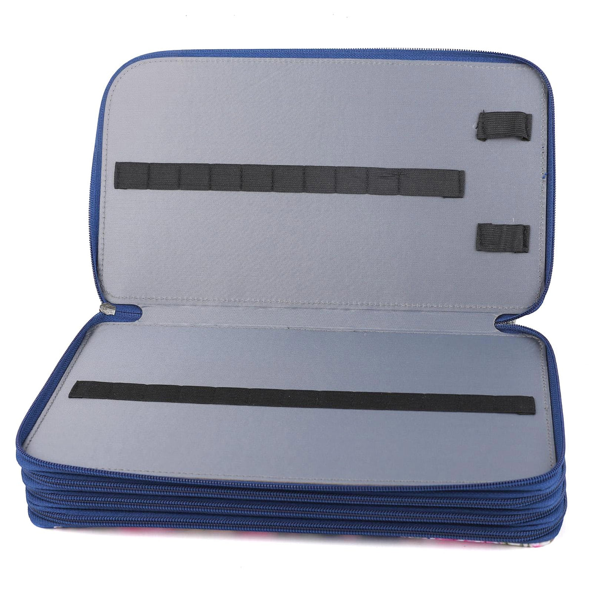 Vomgomfom 300 Slots Marker Case 4-Layer PU Leather, Handle, Blue Rose