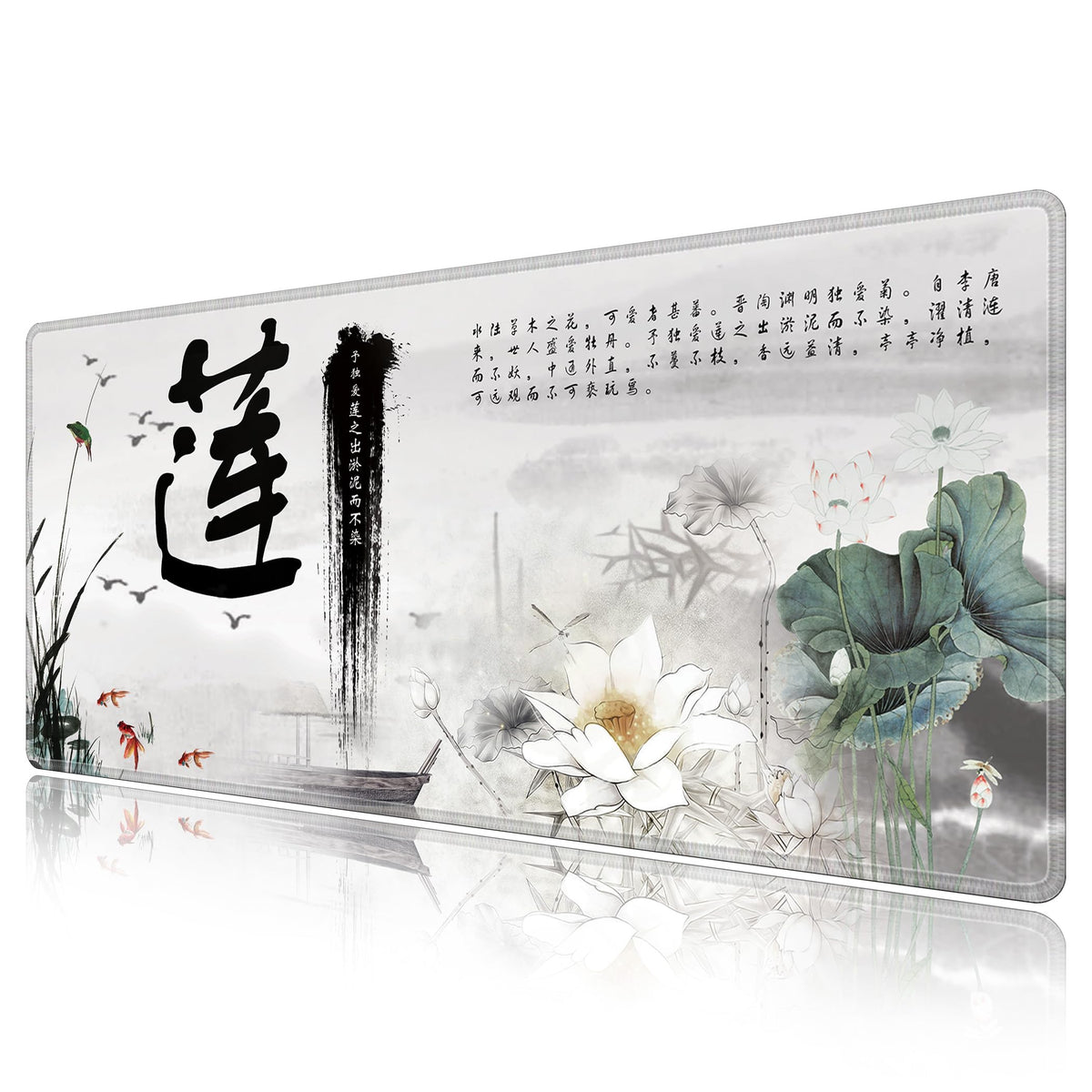 LL-COEUR XXL Landscape Gaming Mouse Pad Computer Keyboard Mat Office Desk Pad (Lotus 2, 35.4" x