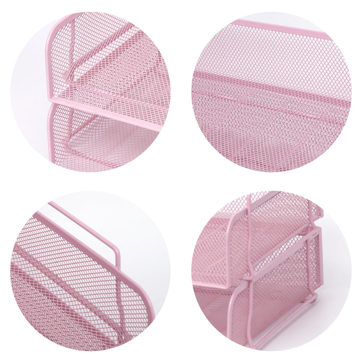EASEPRES 2 Pack Stackable Desk Paper Tray, Metal Mesh Desktop Document Letter File Organizer for