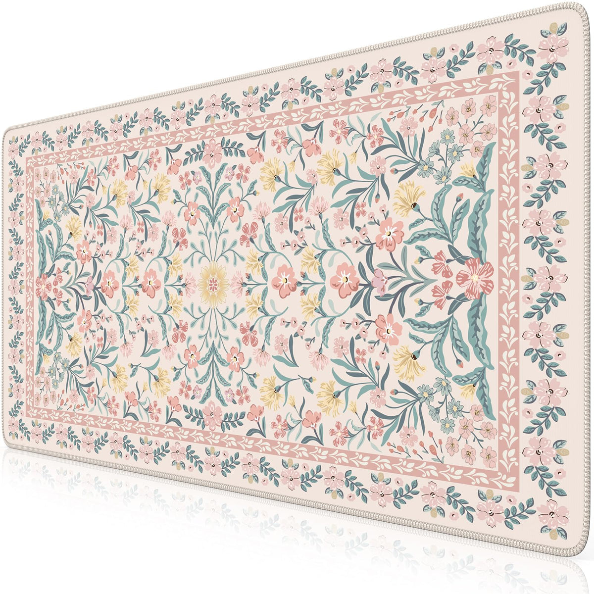 HAOCOO Large Desktop Pad for Keyboard Mouse, Non-Slip Floral Desk Mat(Pink)