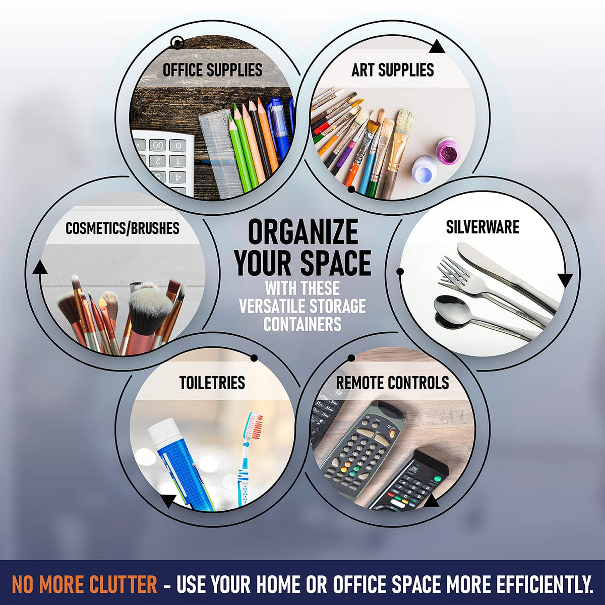 Acrylic Pen Holder Organizer Two Pack, 5mm Thick Clear Pencil Cup for Storing Office Supplies