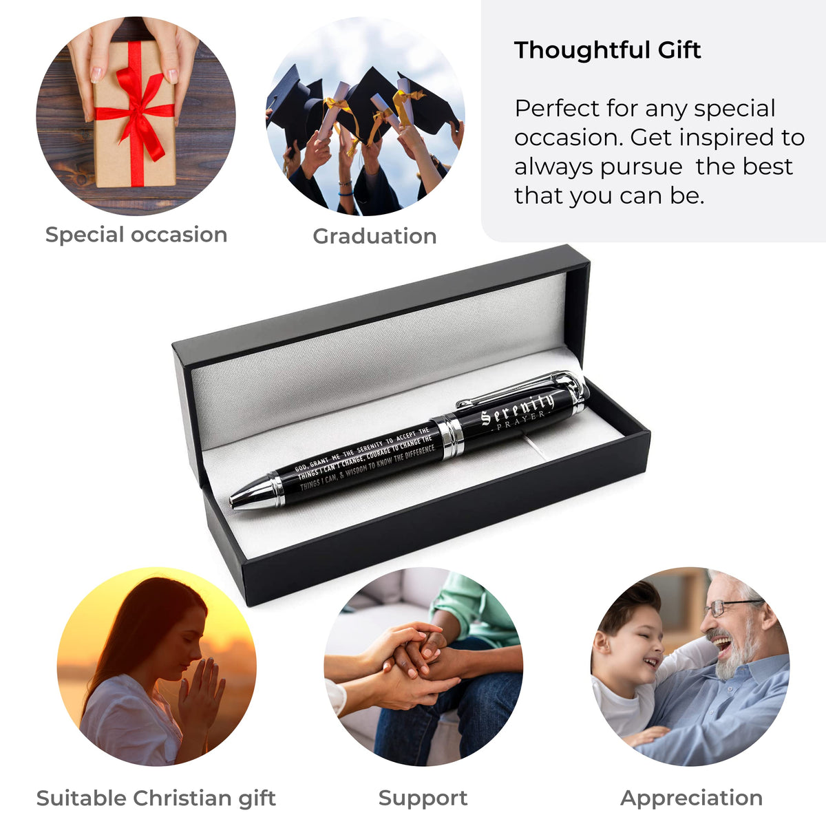 Inkstone Serenity Prayer Engraved Inspirational Gift Pen with Presentation Box Faith Sobriety