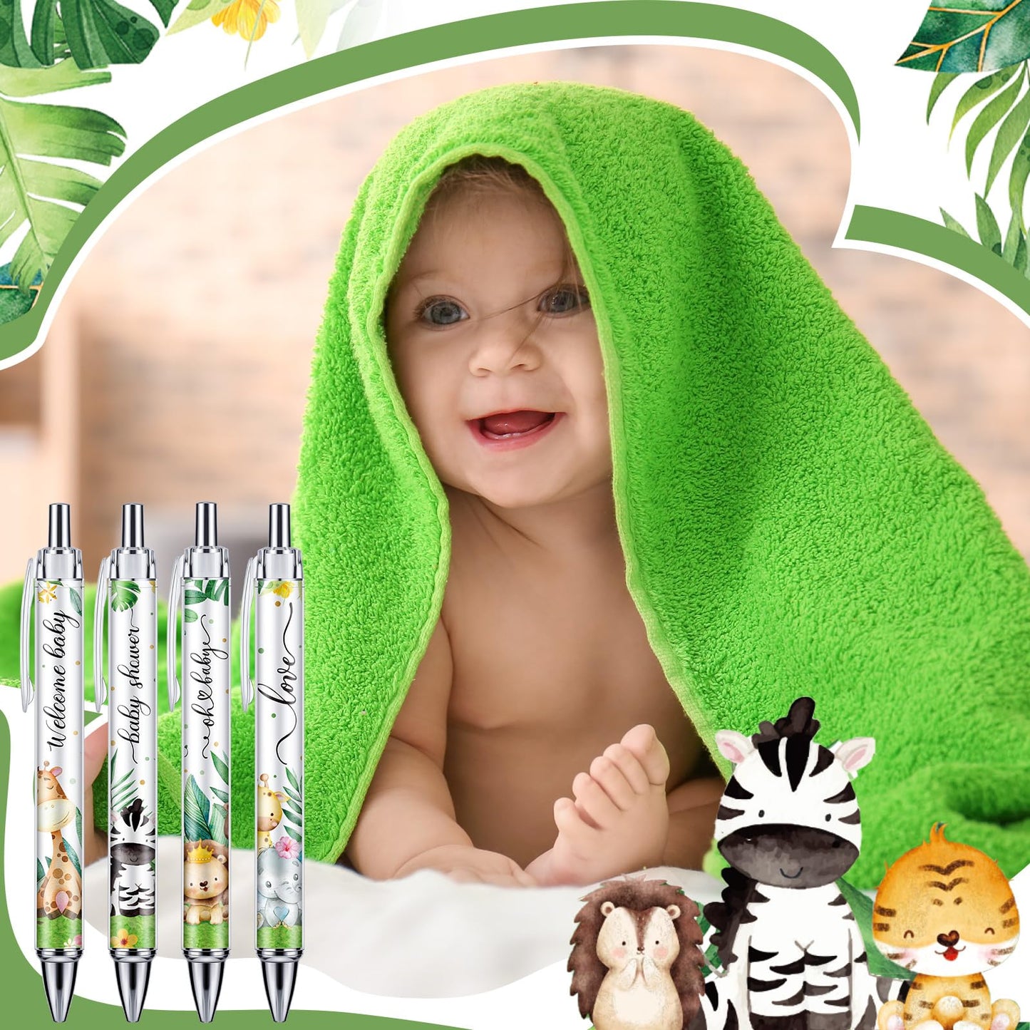Chuangdi 48 Pcs Baby Shower Pens, Bulk Party Favors for Guests, Retractable Ballpoint Pens Black