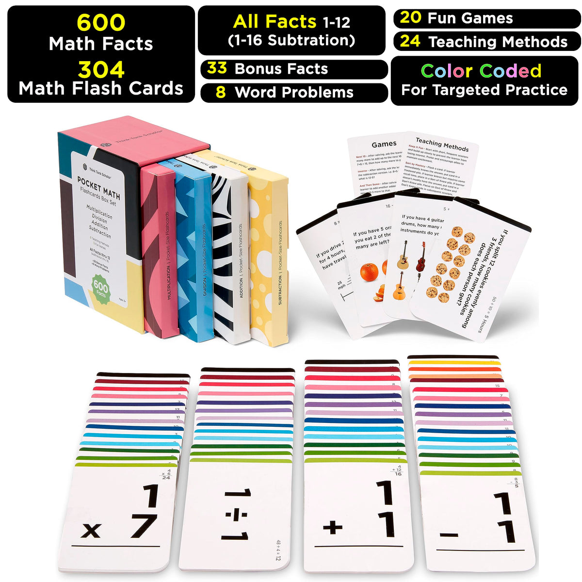 Award-Winning Math Flash Cards – 600 Addition, Subtraction, Multiplication & Division Facts – 2