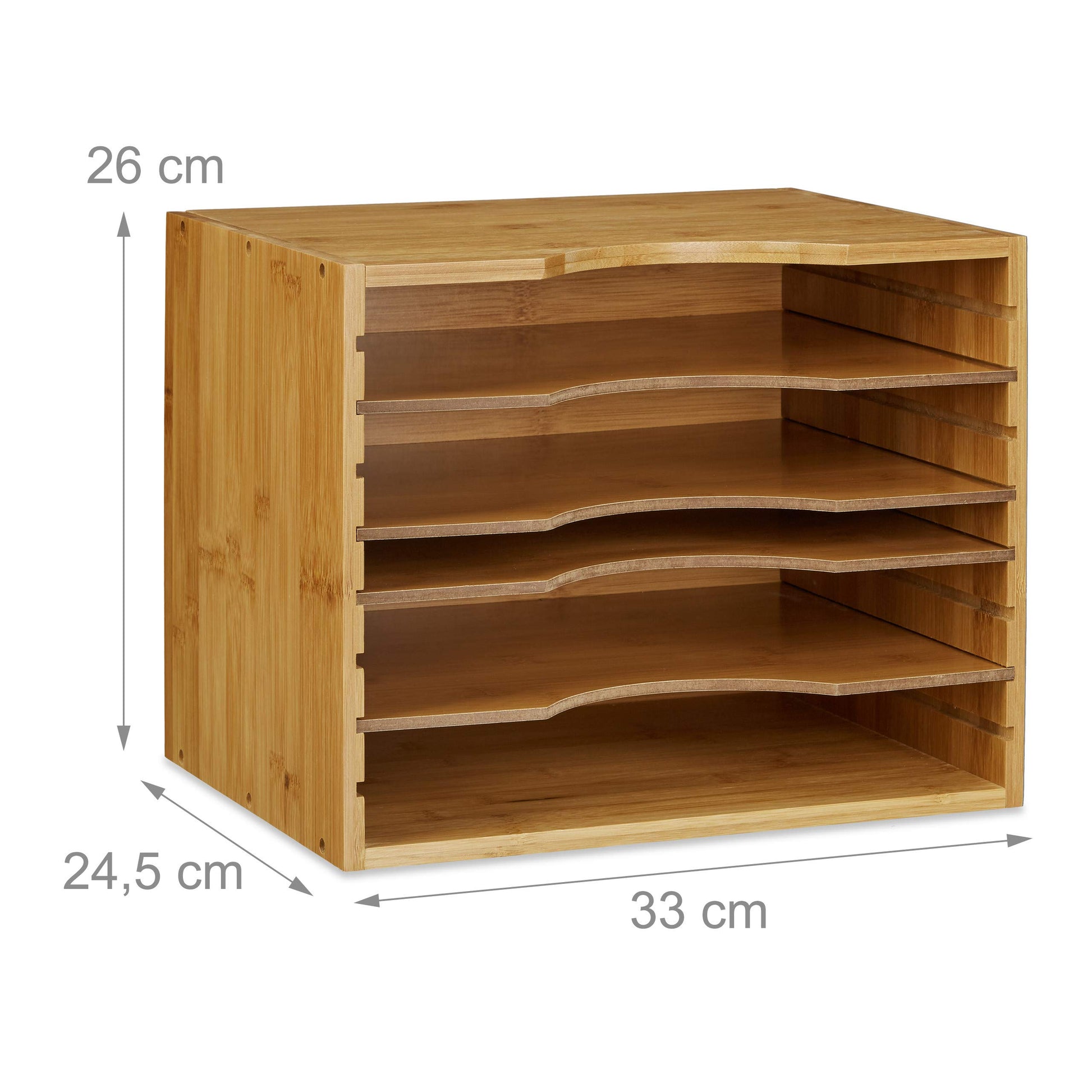 Relaxdays Bamboo File Holder, Size: 26.5 x 33.5 x 24.5 cm Storage System Desk Organizer Document