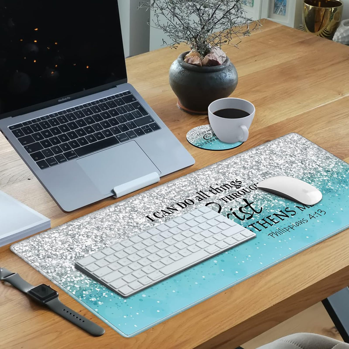 Desk Mat Gaming Mouse pad for Laptop,I can Do All Things Through Christ Who Strengthens Me Bible