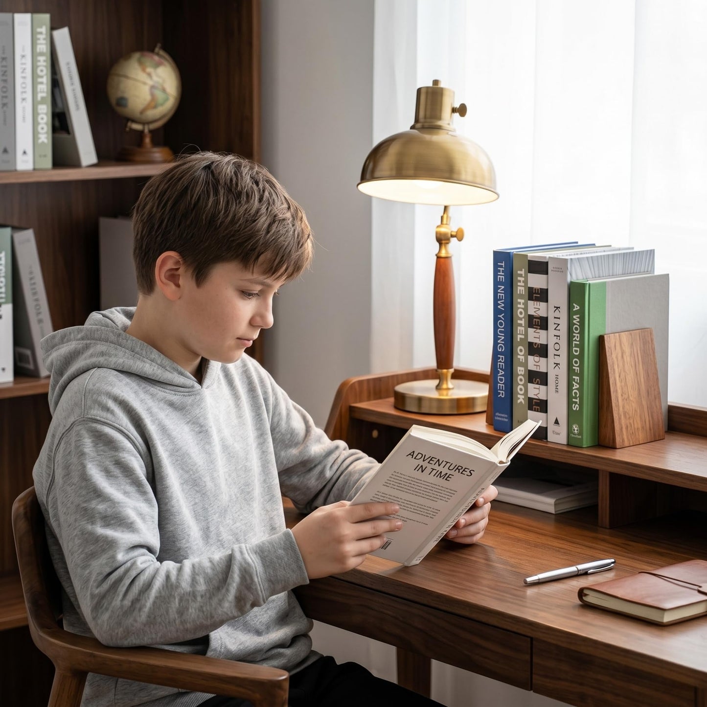 Muso Wood Book Ends, Thickened Wooden Bookends for Heavy Books, Creative Decorative Bookends for