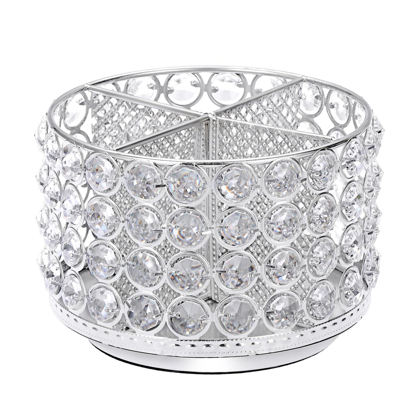 Hipiwe 360° Rotating Crystal Makeup Brush Holder 4 Slots Vanity Organizer
