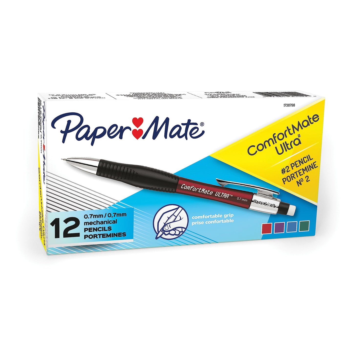 Paper Mate Comfort Mate Ultra Mechanical Pencils, 0.7mm HB #2 Lead, 12 Count - School Supplies