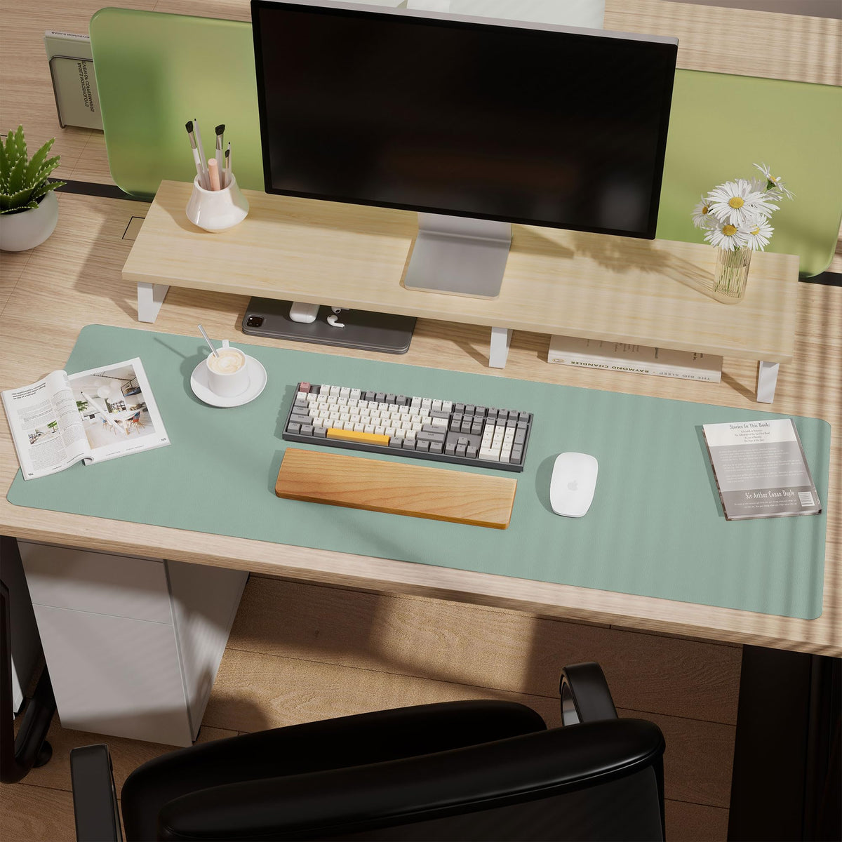 Aothia Leather Desk Pad Protector, Office Desk Mat, Large Mouse Pad, Laptop Desk Pad, Non-Slip PU