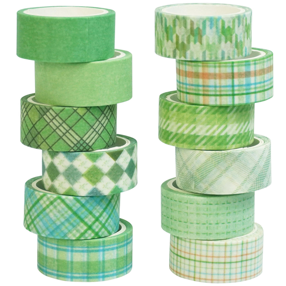 YUBX Basic Grid Washi Tape Set 12 Rolls Plaid Decorative Masking Tapes for Arts, DIY Crafts