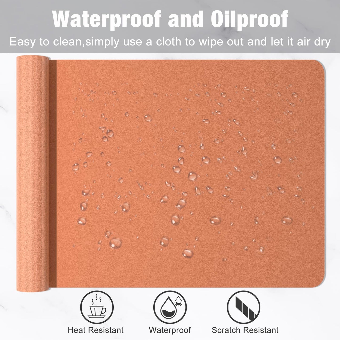 Hsurbtra Desk Pad, 35.5" x 17" PU Leather Desk Mat, XXL Extended Mouse Pad, Waterproof Desktop