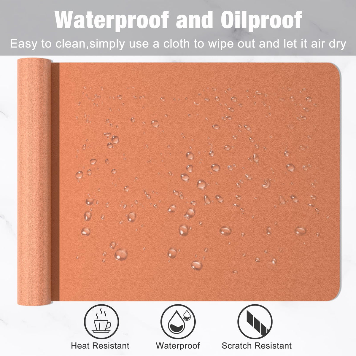 Hsurbtra Desk Pad, 35.5" x 17" PU Leather Desk Mat, XXL Extended Mouse Pad, Waterproof Desktop