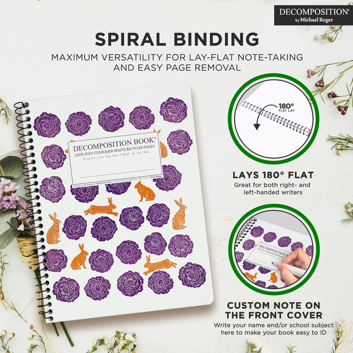 Decomposition Cabbage Patch College Ruled Spiral Notebooks – 9.75 x 7.5 Journal with 160 Lined