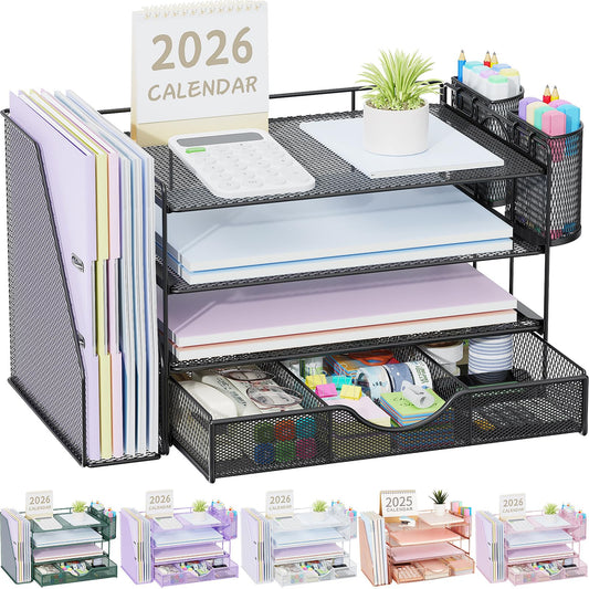 gianotter Metal Mesh Desk Organizers and Accessories with File Holder