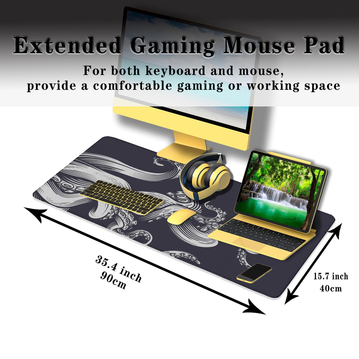 Samgula Game Mat Black Gaming Mouse Pad Extra Large Mouse Pads Computer Desk Accessories for Men