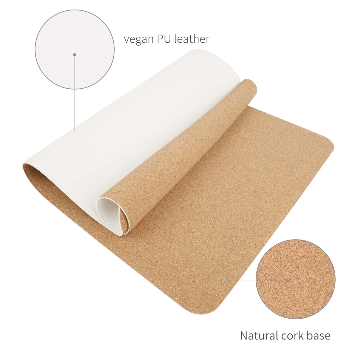 RENMTURE Dual-Sided Mouse Pad, Natural Cork & PU Leather Large Desk Pad for Office and Home Work