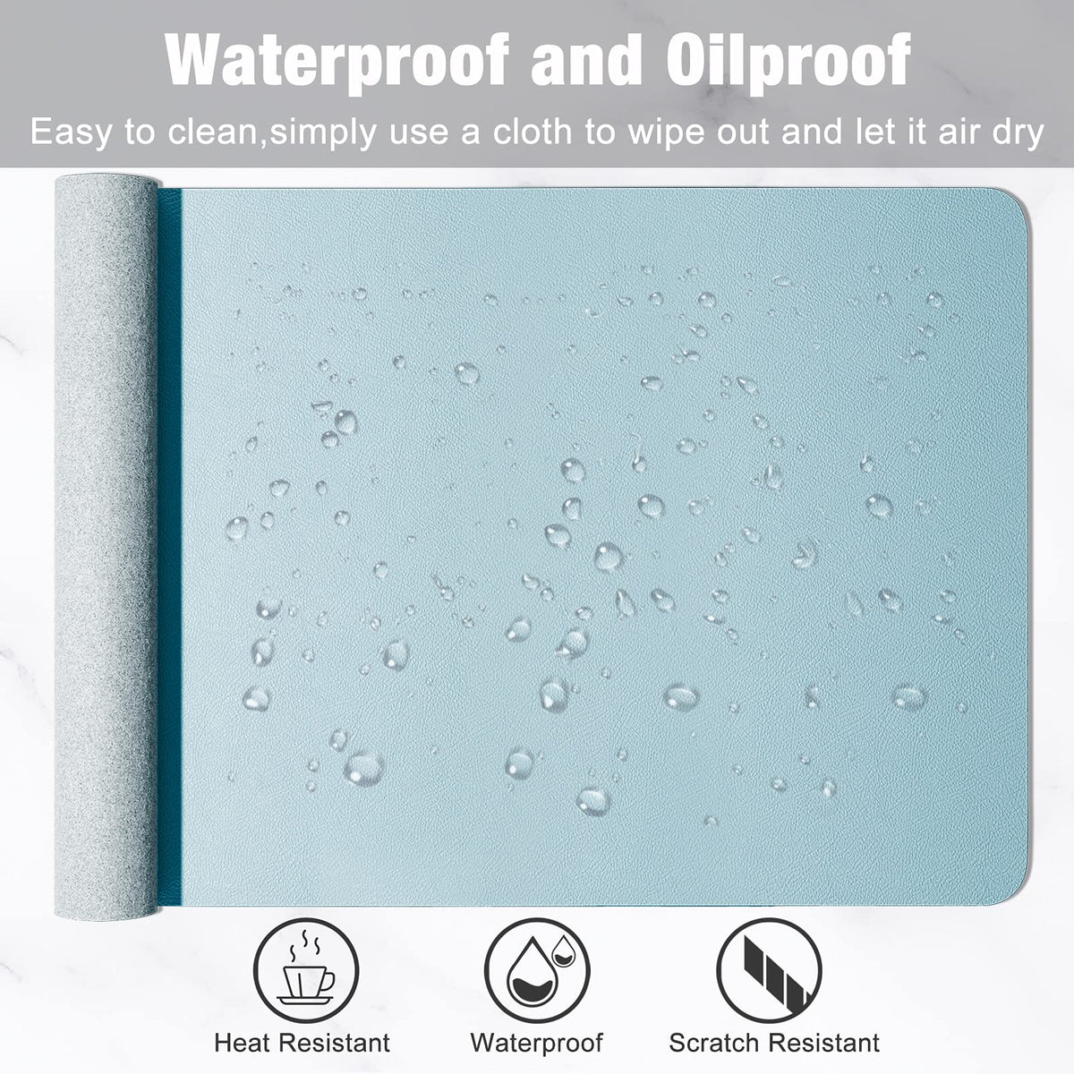 Hsurbtra Desk Pad, 35.5" x 17" PU Leather Desk Mat, XXL Extended Mouse Pad, Waterproof Desktop