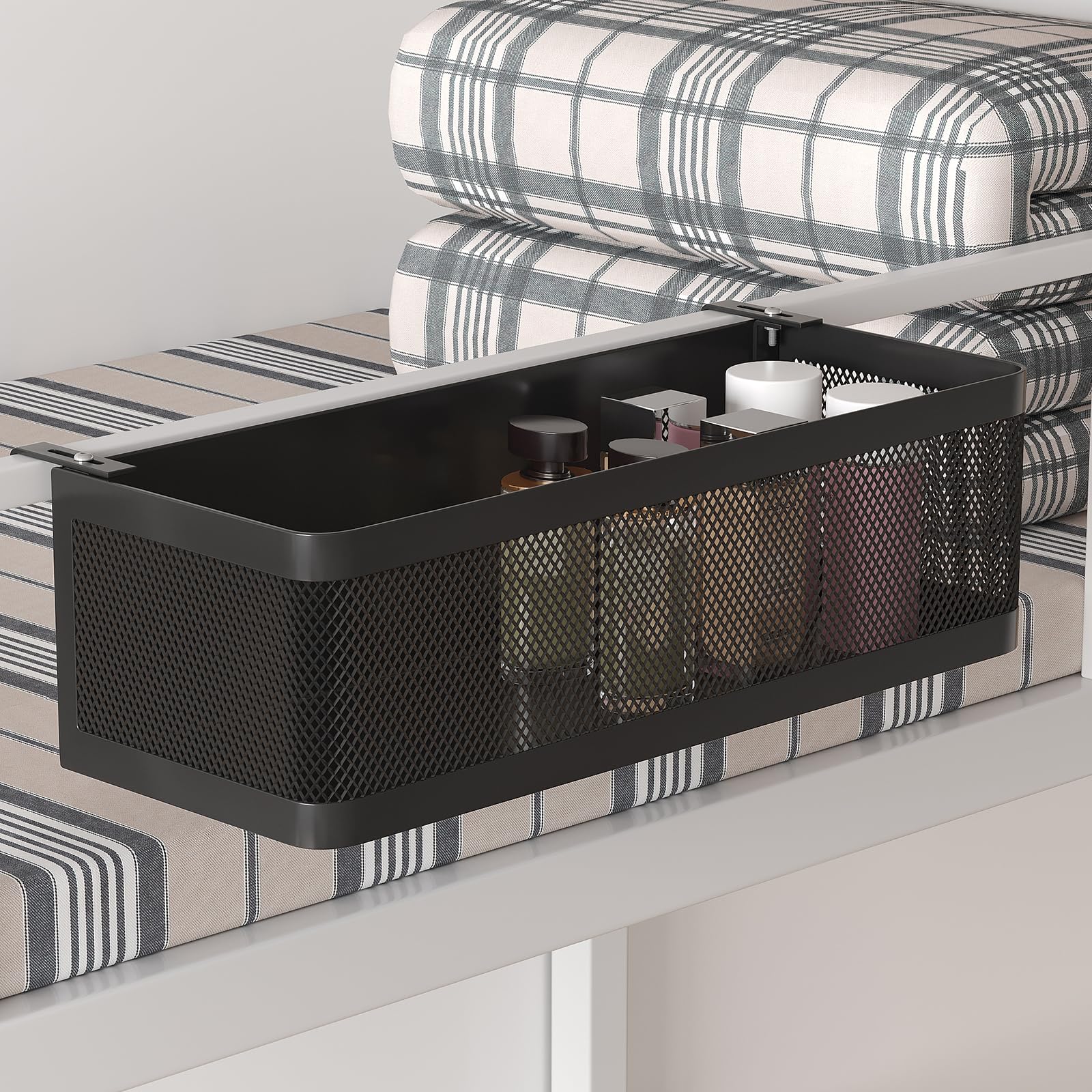 Bedside Caddy Shelf for Bunk Bed, Black, L13.78in*W5.12in*H3.94in
